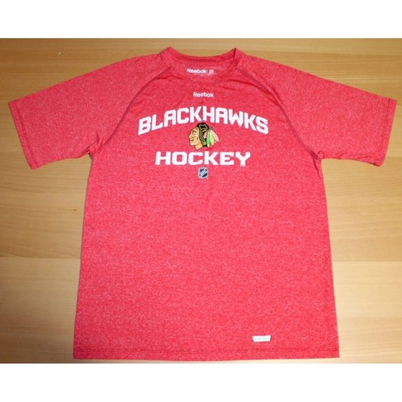 NHL Hockey Chicago Blackhawks Short Sleeve SS Shirt Small Reebok Center Ice Red - Picture 1 of 3